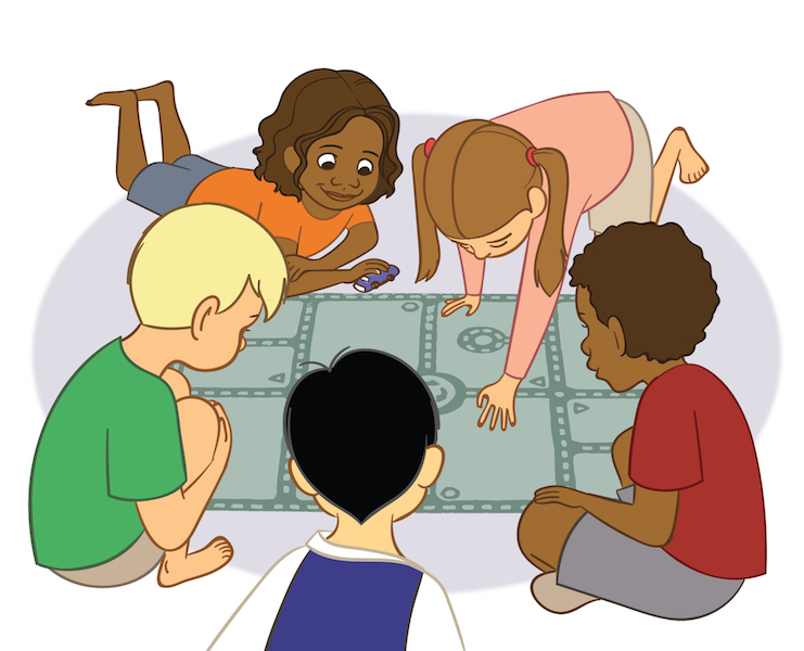 Children playing a board game